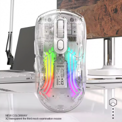 2 Pks Luminous BT Three Mode Connection Transparent Electronic Competitive Game Wireless Mouse