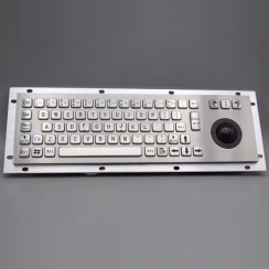 Vandal Proof Panel Stainless Steel Industrial Metal Wireless Keyboard With Trackball