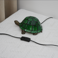 Green Turtle Stained Glass Table Lamp